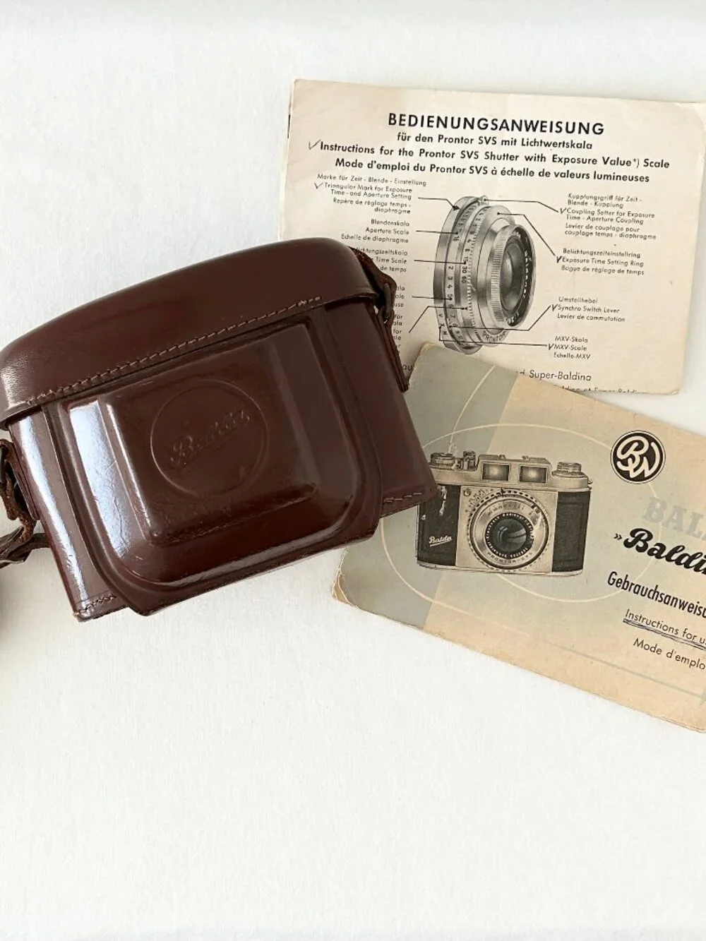 Vintage BALDA Super Baldina Camera Instruction Case 50mm Lens Germany Not Tested